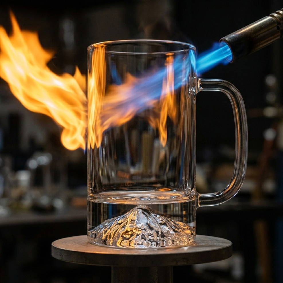 Détail de la finition manuelle du verre